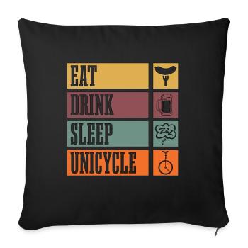Unicycle Eat Drink Sleep Unicycle Loves Unicycling - Sofa pillowcase 17,3'' x 17,3'' (45 x 45 cm) - black - Front