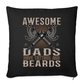 Les papas géniaux ont des tatouages Barbes Père Tatouage Barbe - Housse de coussin décorative 45 x 45 cm - noir - Devant