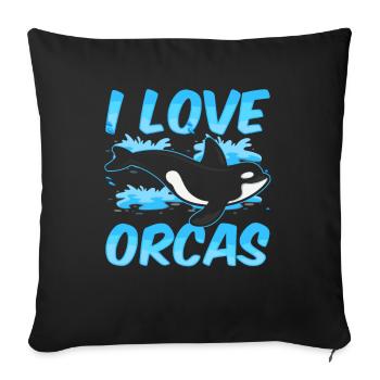 J’aime les orques baleine de mer Orca Protect - Housse de coussin décorative 45 x 45 cm - noir - Devant