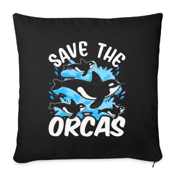 Rettet Die Orcas Orca Schützen Meer Wal - Sofakissenbezug 45 x 45 cm - Schwarz - Vorne