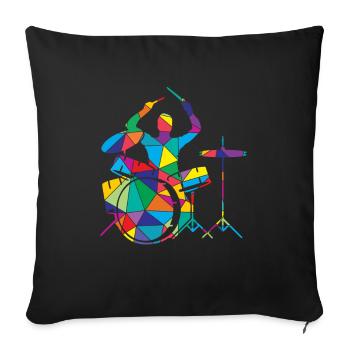 Batterie Polygon Batteur - Housse de coussin décorative 45 x 45 cm - noir - Devant