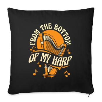 Du bas de ma harpe Harpe Harpe musicale Harpe - Housse de coussin décorative 45 x 45 cm - noir - Devant