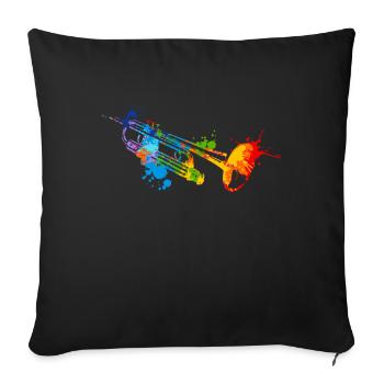 Trompette à éclabousser - Housse de coussin décorative 45 x 45 cm - noir - Devant