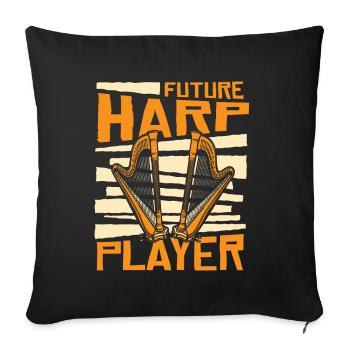 Futur joueur de harpe Harpe Musique Harpe Harpe Harpe Joueur de harpe - Housse de coussin décorative 45 x 45 cm - noir - Devant