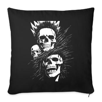 Horror Fan Skull with Mohawk Crazy Punkrocker Pun - Sofa pillowcase 17,3'' x 17,3'' (45 x 45 cm) - black - Front