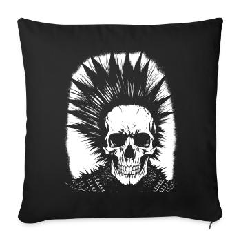 Horror Fan Skull with Mohawk Crazy Punkrocker Pun - Sofa pillowcase 17,3'' x 17,3'' (45 x 45 cm) - black - Front
