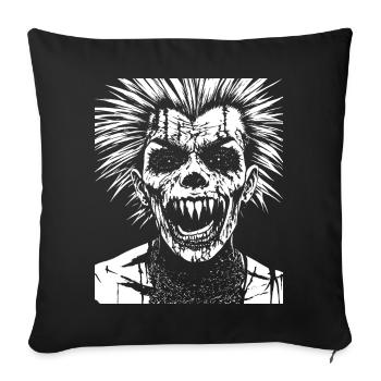 Anarchy Fan Schädel mit Irokesenschnitt Verrückter Asozialer Pu - Sofakissenbezug 45 x 45 cm - Schwarz - Vorne