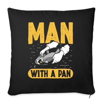 Man with a Pan - Sofa pillowcase 17,3'' x 17,3'' (45 x 45 cm) - black - Front