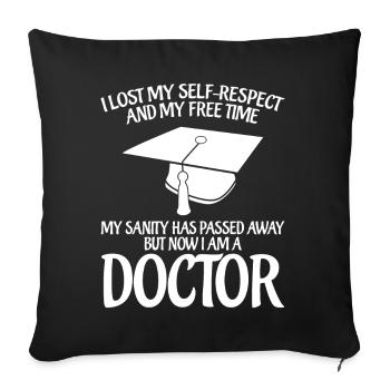 Docteur Doctorat Chapeau de Doctorat - Housse de coussin décorative 45 x 45 cm - noir - Devant
