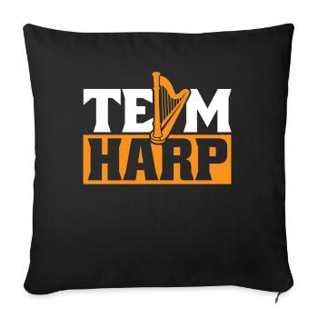 Harpe d’équipe Harpe de concert Harpe Harpe Musique - Housse de coussin décorative 45 x 45 cm - noir - Devant