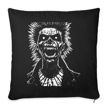 Crâne de fan d'anarchie avec Mohawk Crazy Antisocial Pu - Housse de coussin décorative 45 x 45 cm - noir - Devant