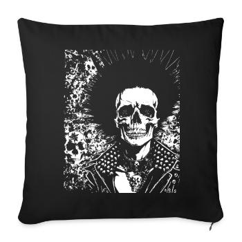 Anarchy Fan Skull with Mohawk Crazy Antisocial Pu - Sofa pillowcase 17,3'' x 17,3'' (45 x 45 cm) - black - Front