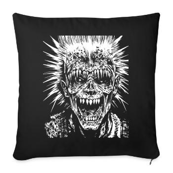 Horror Fan Skull with Mohawk Crazy Punkrocker Pun - Sofa pillowcase 17,3'' x 17,3'' (45 x 45 cm) - black - Front