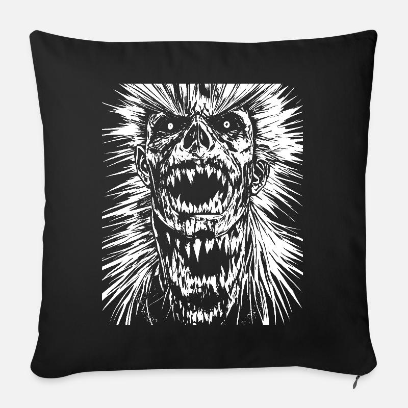 Horror-Fan-Schädel mit Mohawk Crazy Punkrocker Wortspiel - Sofakissenbezug 45 x 45 cm - Schwarz