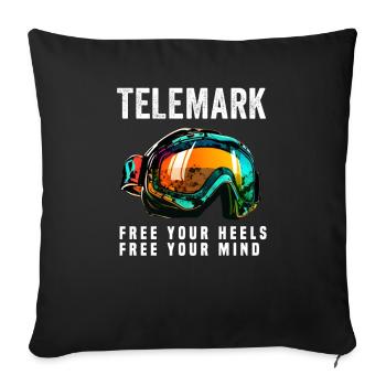 Telemark Ski Free Heel and Mind Goggles - Sofa pillowcase 17,3'' x 17,3'' (45 x 45 cm) - black - Front