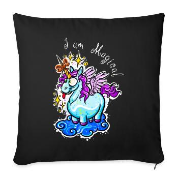 Einhorn Unicorn Süß - Sofakissenbezug 45 x 45 cm - Schwarz - Vorne