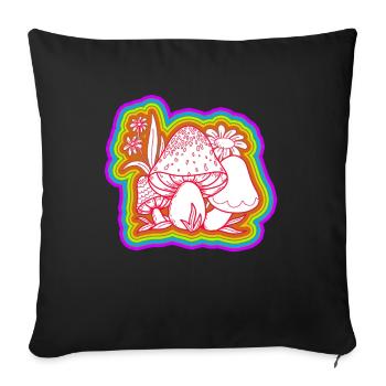 Mushrooms Hippie Costume Tie Dye Psychedelics - Sofa pillowcase 17,3'' x 17,3'' (45 x 45 cm) - black - Front