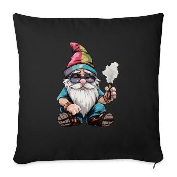 Hippie Gnome Cannabis Grass Hippie Costume - Sofa pillowcase 17,3'' x 17,3'' (45 x 45 cm) - black - Front