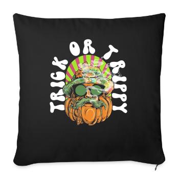 Trick Or Trippy Hippie Psychedelika Cannabis Gras - Sofakissenbezug 45 x 45 cm - Schwarz - Vorne