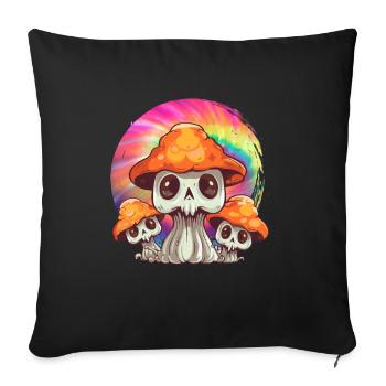 Schaurige Pilze Hippie Trip Psychedelika Tie Dye - Sofakissenbezug 45 x 45 cm - Schwarz - Vorne