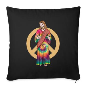 Jesus with Tie-Dye Robe - Hippie Christmas - Sofa pillowcase 17,3'' x 17,3'' (45 x 45 cm) - black - Front