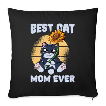Best Cat Mom Ever - Sofa pillowcase 17,3'' x 17,3'' (45 x 45 cm) - black - Front