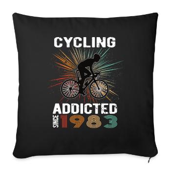 40 Birthday 1983 Vintage Retro Bicycle Cyclist - Sofa pillowcase 17,3'' x 17,3'' (45 x 45 cm) - black - Front