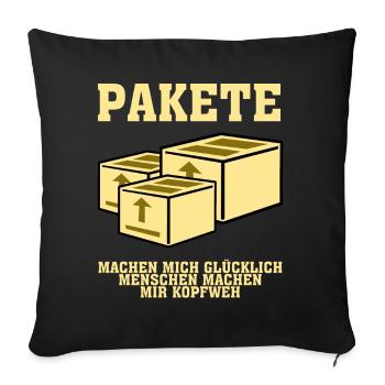 Paketzusteller Paket Paketbote Pakete - Sofakissenbezug 45 x 45 cm - Schwarz - Vorne