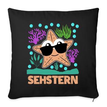 Seestern Sehstern Witz Sonnenbrille - Sofakissenbezug 45 x 45 cm - Schwarz - Vorne