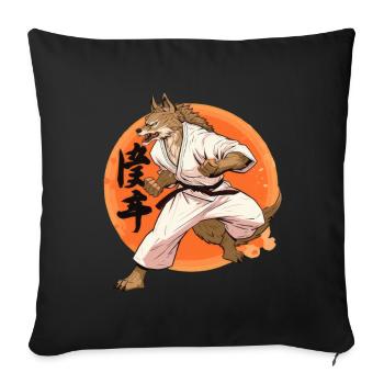 Karate Wolf Kampfkunst Wolf Design - Sofakissenbezug 45 x 45 cm - Schwarz - Vorne