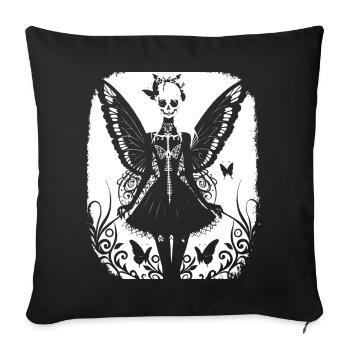 Fairycore Esthétique Squelette Fée Goth Gothique G - Housse de coussin décorative 45 x 45 cm - noir - Devant