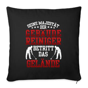 Gebäudereiniger betritt Gelände Fensterputzer - Sofakissenbezug 45 x 45 cm - Schwarz - Vorne