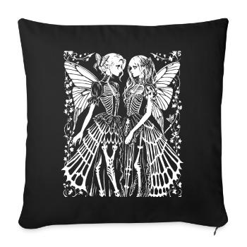 Fairycore Esthétique Squelette Fée Goth Grunge G - Housse de coussin décorative 45 x 45 cm - noir - Devant