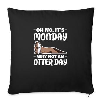 Loutre de mer Loutre Loutre Cadeau de loutre - Housse de coussin décorative 45 x 45 cm - noir - Devant