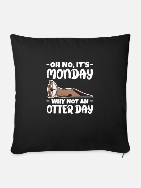 Otter Seeotter Fischotter Geschenk - Sofakissenbezug 45 x 45 cm - Schwarz