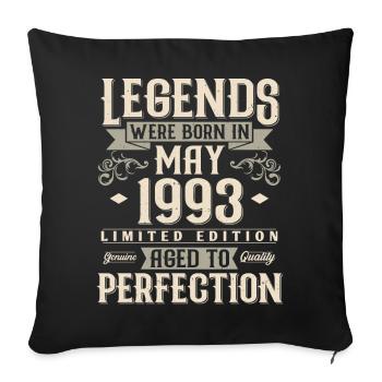 Mai 1993 Vintage Born Légendes Anniversaire - Housse de coussin décorative 45 x 45 cm - noir - Devant