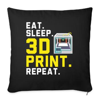 Food Sleep 3D Printing Repeat Machinist 3D - Sofa pillowcase 17,3'' x 17,3'' (45 x 45 cm) - black - Front