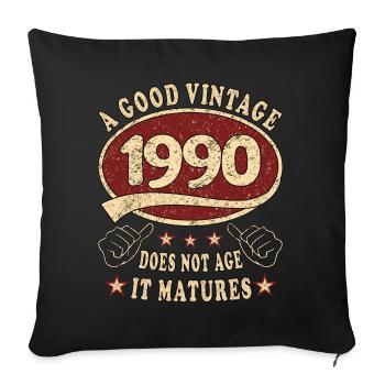 33rd Birthday 1990 33 Good vintage - Sofa pillowcase 17,3'' x 17,3'' (45 x 45 cm) - black - Front