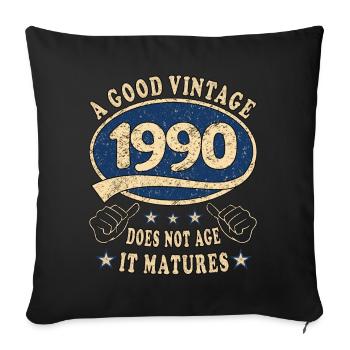 33rd Birthday 1990 33 Good vintage - Sofa pillowcase 17,3'' x 17,3'' (45 x 45 cm) - black - Front