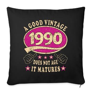 33rd Birthday 1990 33 Good vintage - Sofa pillowcase 17,3'' x 17,3'' (45 x 45 cm) - black - Front