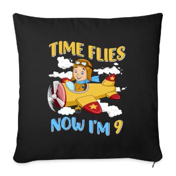 Now i'm 9 - Sofa pillowcase 17,3'' x 17,3'' (45 x 45 cm) - black - Front