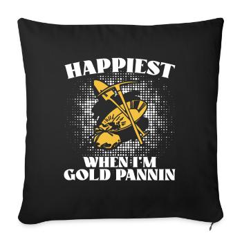 Happiest when i'm Goldpannin - Sofakissenbezug 45 x 45 cm - Schwarz - Vorne
