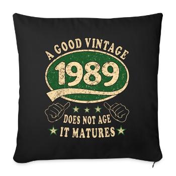 34ème Anniversaire 1989 34er Bon millésime - Housse de coussin décorative 45 x 45 cm - noir - Devant