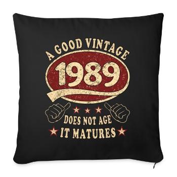 34ème Anniversaire 1989 34er Bon millésime - Housse de coussin décorative 45 x 45 cm - noir - Devant