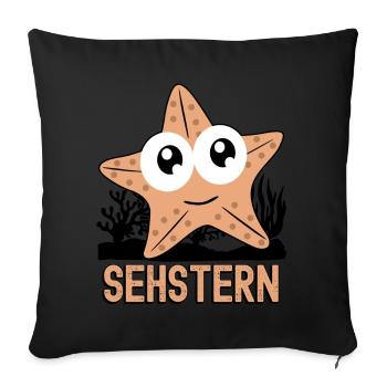 Seestern Sehstern Seesterne - Sofakissenbezug 45 x 45 cm - Schwarz - Vorne