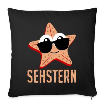 Seestern Sehstern Seesterne Sonnenbrille - Sofakissenbezug 45 x 45 cm - Schwarz - Vorne