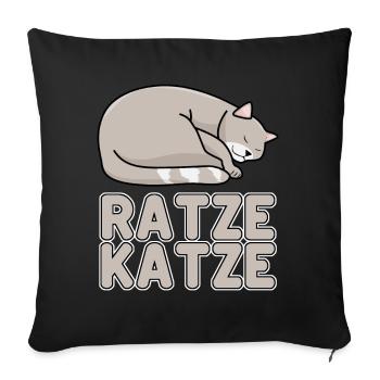 Hauskatze Müde Schlafende Ratze Katze - Sofakissenbezug 45 x 45 cm - Schwarz - Vorne