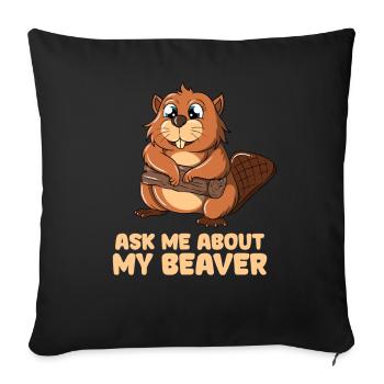 Posez-moi des questions sur mon castor - Housse de coussin décorative 45 x 45 cm - noir - Devant