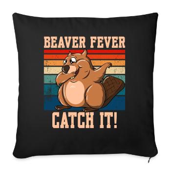 La fièvre du castor l’attrape! - Housse de coussin décorative 45 x 45 cm - noir - Devant