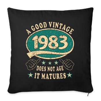 40e anniversaire 1983 40s Bon millésime - Housse de coussin décorative 45 x 45 cm - noir - Devant